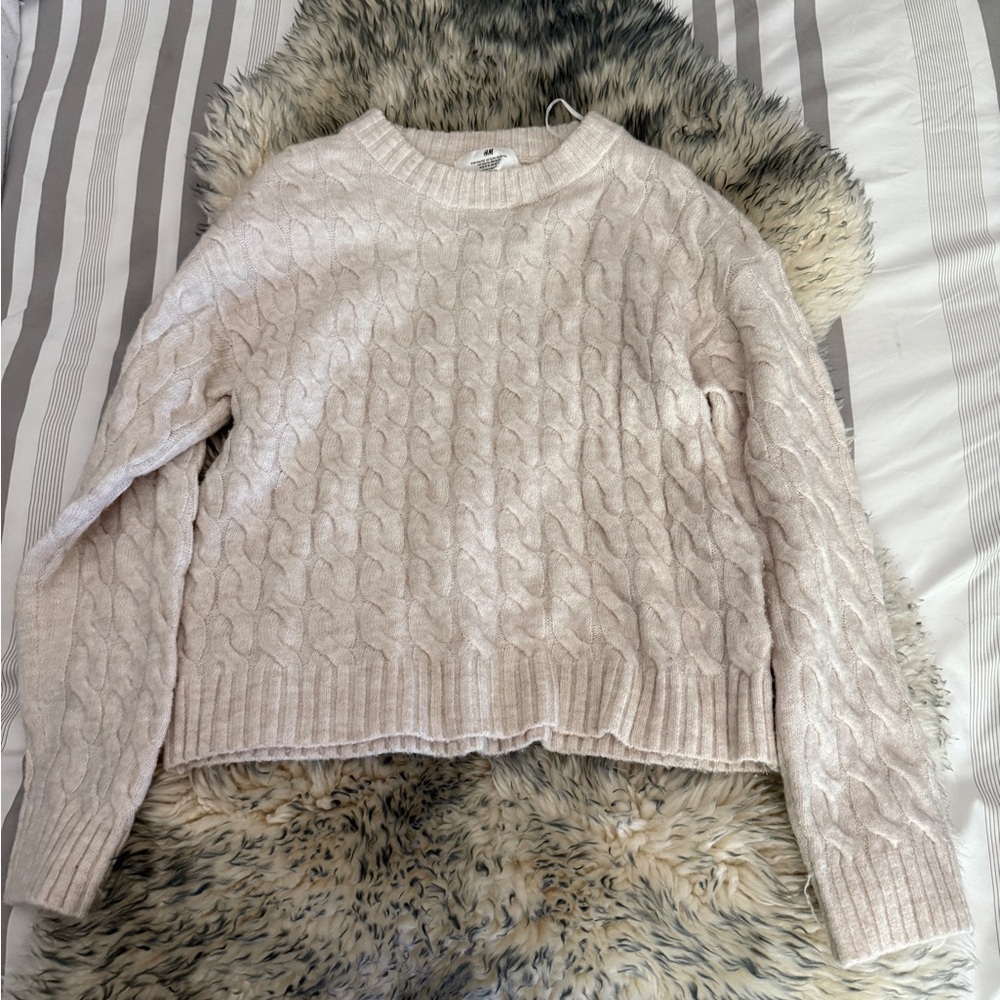 Girls Cream Cable Knit Sweater